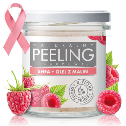 Naturalny peeling cukrowy MALINOWY z olejkiem i nasionami malin 250g