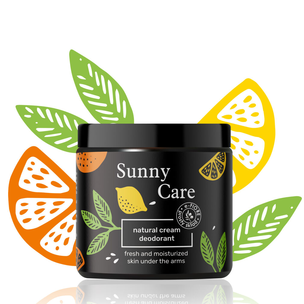 SUNNY CARE naturalny dezodorant bez sody ORANGE w kremie, nawilża i chroni przed potem, cytrusowy 60ml